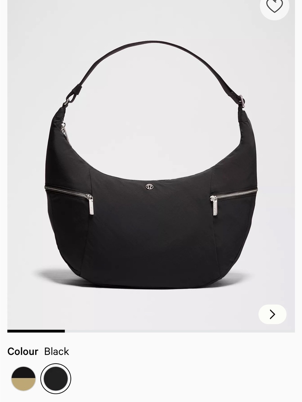 lululemon athletica Black Crescent Shoulder Bag